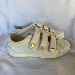 Jimmy Choo White Leather Velcro Sneakers Size 9
